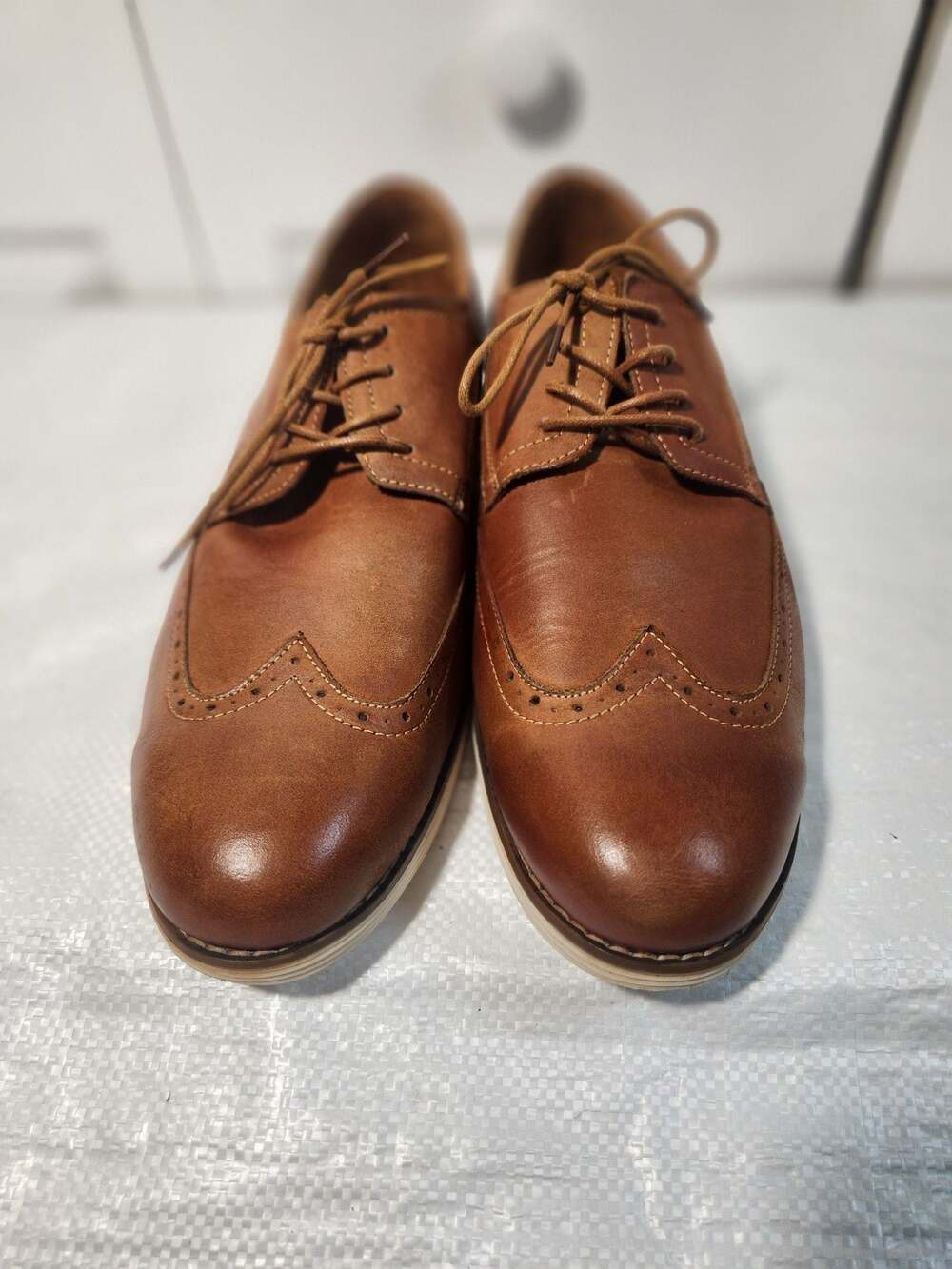 Vostey Men's Brown Leather Wingtip Oxford Dress Shoes Size 15